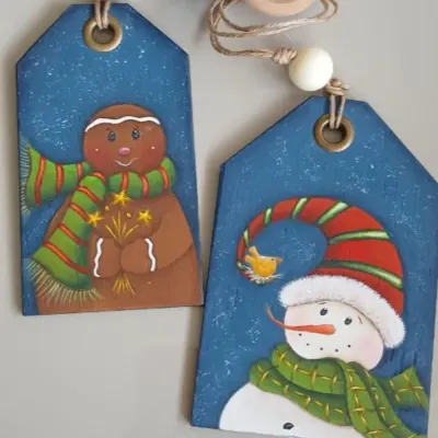 Pendente Tags Natalinas - Festival de Natal - artesanato de Flor Seca Casa e Ambiente