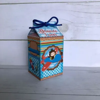 Mini Caixa Milk Aviador - artesanato de Fina Essência Papelaria Personalizada