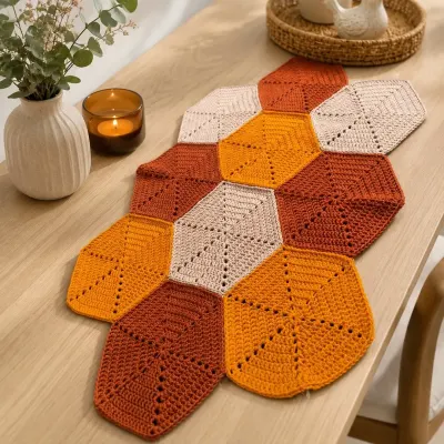 trilho de mesa mostarda - artesanato de amor de crochê