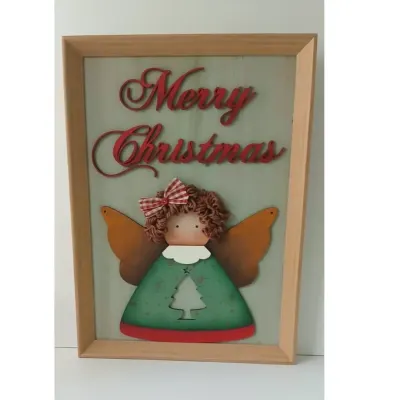 Quadro Anjinha Árvore de Natal - artesanato de Flor Seca Casa e Ambiente