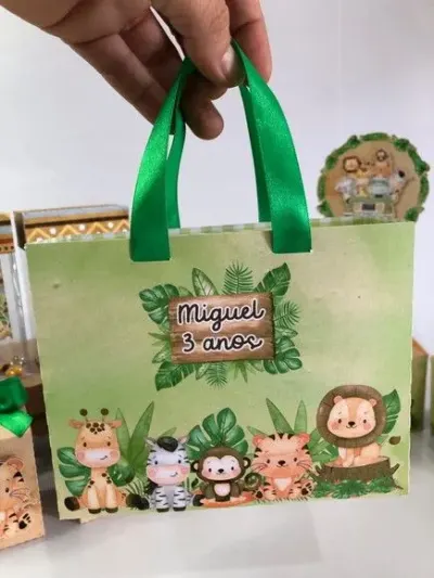 Sacolinha Safari Baby - artesanato de Fina Essência Papelaria Personalizada