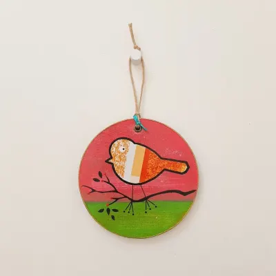 Enfeite Passarinho VD - artesanato de Estudio Bananeira