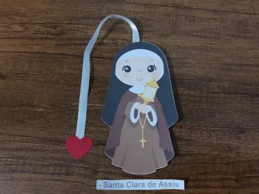 Marcador de Página 13 cm - Santa Clara de Assis - artesanato de Emejhu Personalizados