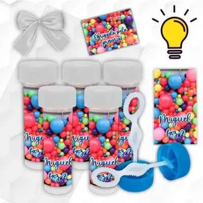 Bolinha de Sabão Balões e Bexigas Personalizada - artesanato de Mi Papelaria Criativa