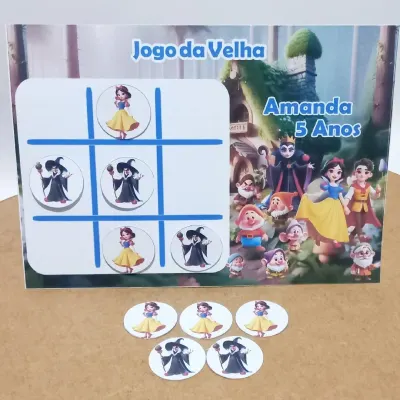 Lembrancinha jogo da velha personalizado tema Branca de neve - artesanato de Ed  Silva Papelaria de Festa Infantil