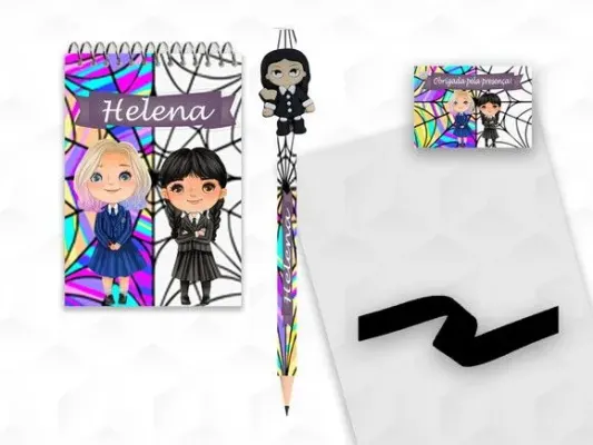 Bloquinho com Aplique Wandinha Cute Personalizado - artesanato de creativitybynina