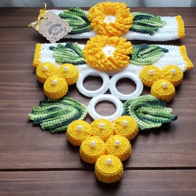 Puxador de Geladeira Duplo em Crochê (amarelo) - artesanato de Mari Crochê feito com carinho!