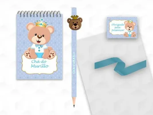 Bloquinho com Aplique Ursinho Principe Personalizado - artesanato de creativitybynina