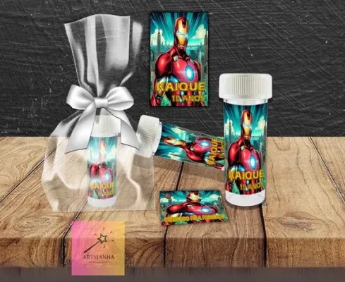 Bolha de Sabão Homem de Ferro Personalizada - artesanato de Artmanha Lembrancinhas