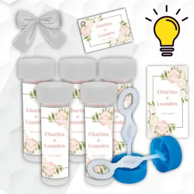 Bolinha de Sabão Casamento Personalizada - artesanato de Mi Papelaria Criativa