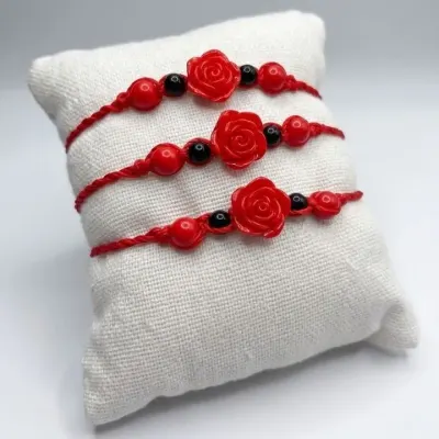 Pulseira Rosa Vermelha - artesanato de Mioê