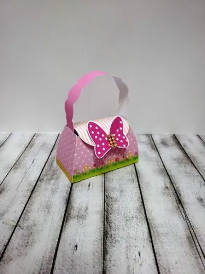 Caixa Bolsinha Minnie Rosa - artesanato de Fina Essência Papelaria Personalizada
