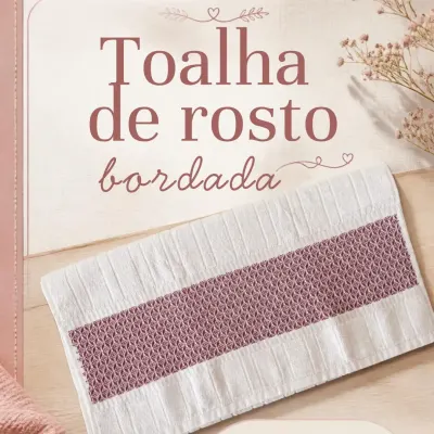 Toalha de rosto bordada 3 - artesanato de Djulik