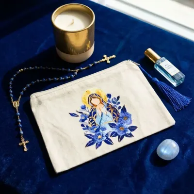 Nécessaire de algodão 15x20 cm Nossa Senhora - artesanato de Limão e Amora Festas