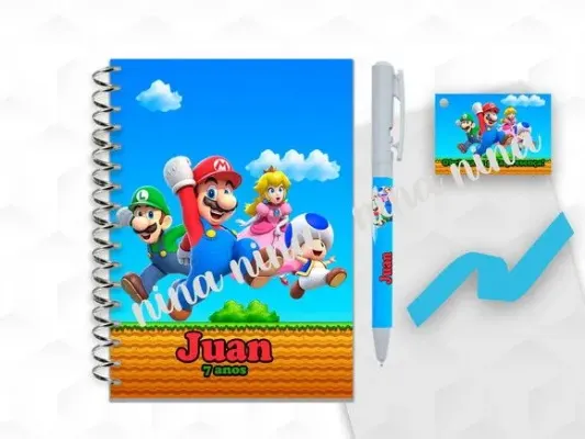 Bloquinho Grande com Caneta Mario Personalizada - artesanato de creativitybynina