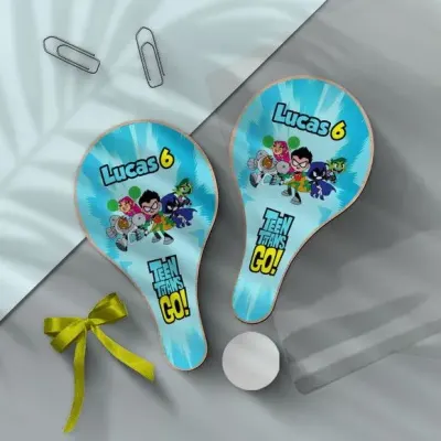 Raquete Ping Pong - Jovens Titãs Personalizada - artesanato de Mi Papelaria Criativa