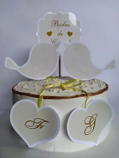 Topper Bolo Bodas - artesanato de PAPCRIE