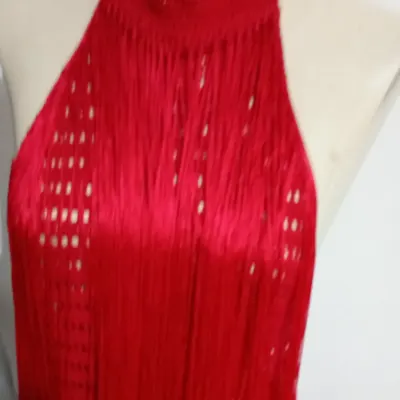 vestido de crochê com franjas - artesanato de Joceli Cristina