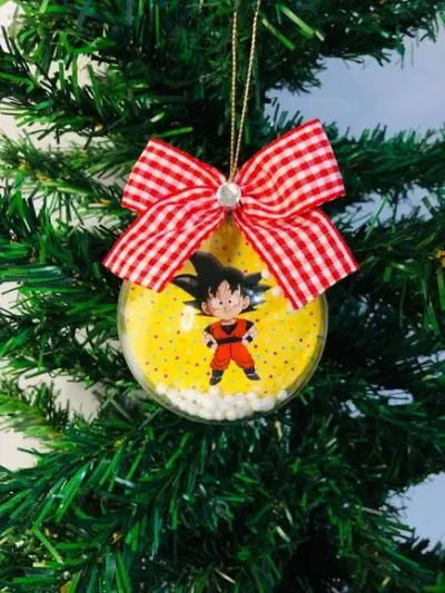 Bolinha de Natal Dragon Ball, Gokú - artesanato de Fina Essência Papelaria Personalizada