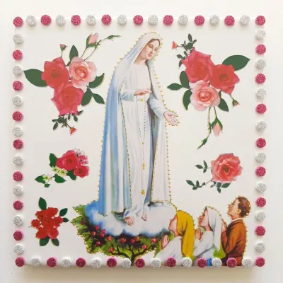 Quadrinho de Azulejo N. S. de Fátima - artesanato de Estudio Bananeira