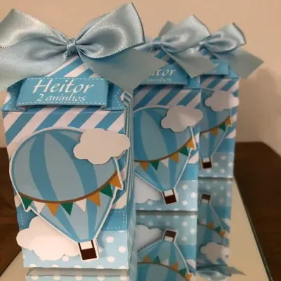 Caixa Milk Balão de ar quente - artesanato de Fina Essência Papelaria Personalizada