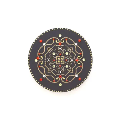 Mandala Indiana Preta - artesanato de Estudio Bananeira