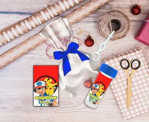 Bolha de Sabão Pokemon Personalizada - artesanato de Artmanha Lembrancinhas