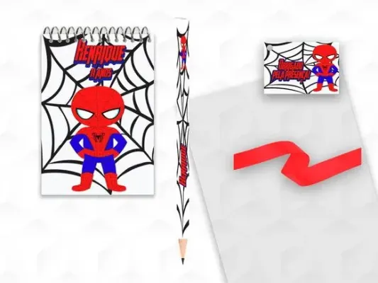 Bloquinho com Lápis Homem Aranha Personalizado - artesanato de creativitybynina