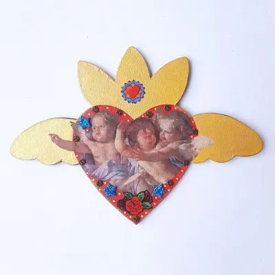 Enfeite de Parede Anjinhos Barrocos - artesanato de Estudio Bananeira