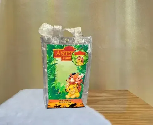 Sacola Transparente Rei Leao Personalizado - artesanato de Artmanha Lembrancinhas