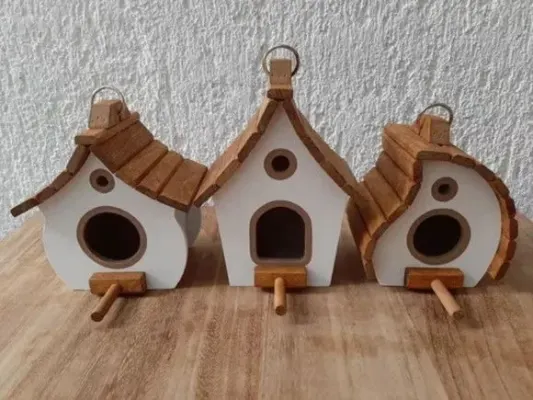 Casinha de Passarinho Madeira Moderna - artesanato de DASERRA ARTE EM MADEIRA