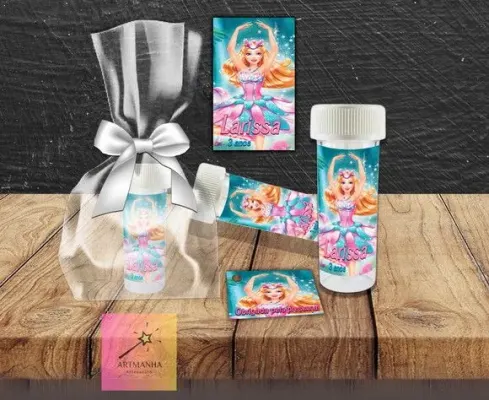 Bolha de Sabão Barbie Personalizada - artesanato de Artmanha Lembrancinhas