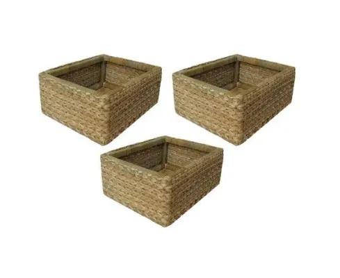 Kit 3 Cestos Taboa Natural 35x25x11 - artesanato de Mundo Urbano