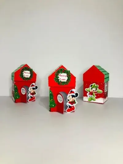 Caixa Casinha Minnie Natal - artesanato de Fina Essência Papelaria Personalizada