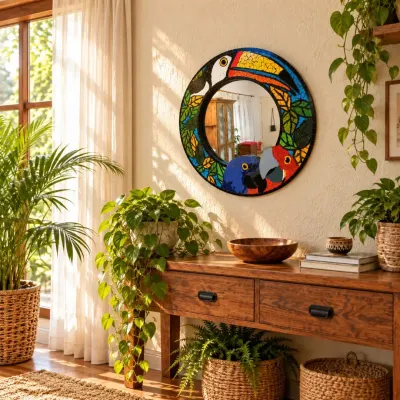 Moldura em Mosaico Aves do Brasil - artesanato de Crismosaico & madeiras
