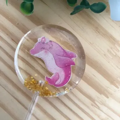 Golfinho Rosa - artesanato de Lollipops Cristal