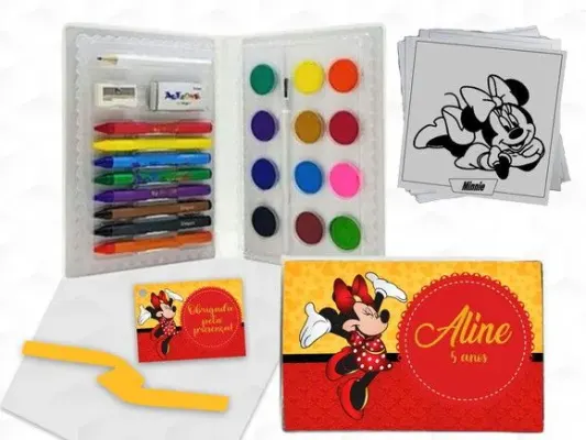Estojo de Pintura Minnie Vermelha Personalizado - artesanato de creativitybynina