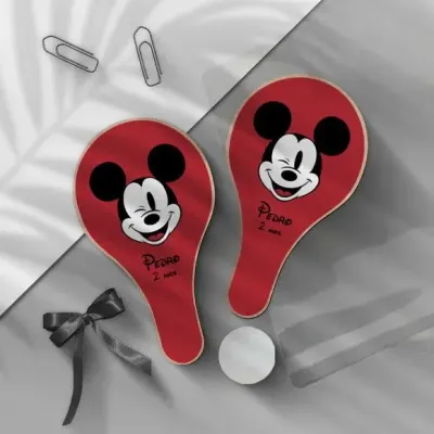 Raquete Ping Pong - Mickey Personalizada - artesanato de Mi Papelaria Criativa