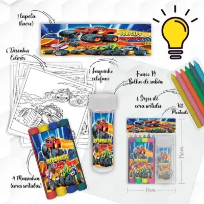 Kit Massinha + Giz + Bolha The Blaze Machine Personalizado - artesanato de Mi Papelaria Criativa