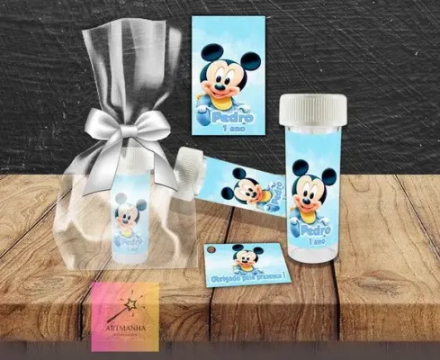 Bolha de Sabão Mickey Baby Personalizada - artesanato de Artmanha Lembrancinhas