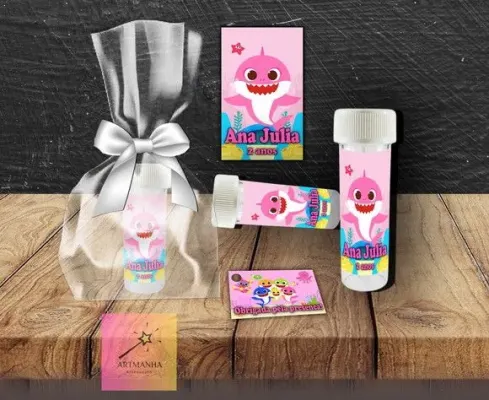 Bolha de Sabão Baby Shark Personalizada - artesanato de Artmanha Lembrancinhas