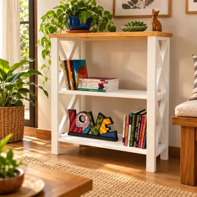 📚 Estante Rústica Clean em Madeira – 3 Prateleiras - artesanato de HRC Madeiras