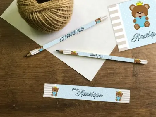 Lápis Urso Rei Personalizado - artesanato de Mi Papelaria Criativa