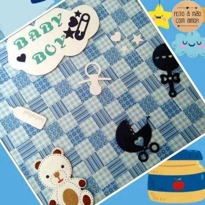 Álbum de Fotos Personalizado Baby Boy - artesanato de Ateliê de Criação Usina Caseira