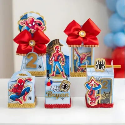 kit 20 caixinhas Personalizadas Homem-Aranha Lembrancinhas Decoração Festa infantil Papelaria Caixinha Spider-Men - artesanato de DucaParty Personalizados