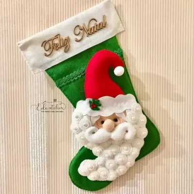 Bota/meia de Natal em Feltro 35cm - artesanato de edeatelier