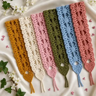 Faixa de Cabelo em Crochê - artesanato de Nuelly Crochês