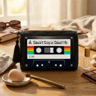 Nécessaire Personalizada em Nylon Lembrancinha aniversario Fita K7 preta anos 80 - artesanato de Limão e Amora Festas