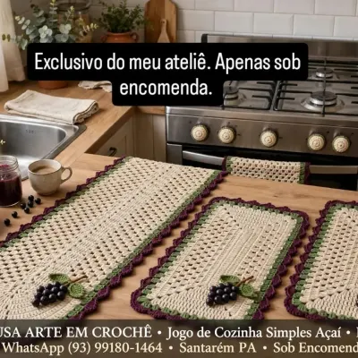 Jogo de cozinha açaí. - artesanato de Josy Sousa arte em crochê