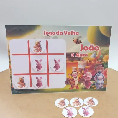 lembrancinha jogo da velha personalizado tema Ursinho Pooh